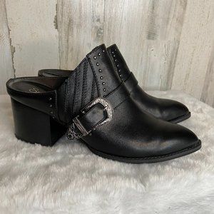 Seychelles Women's Size 7.5 Western Moto Mules Pointed Toe Slip On Heels Shoes